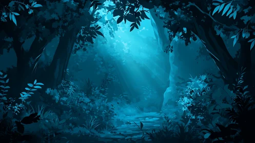 Luminous Cavern: Where Turquoise Light Pierces Primordial Shadows.