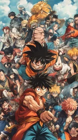 Shonen heroes rocket forward in a sky-splitting charge