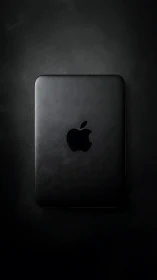 Black Apple Device on Dark Textured Background.