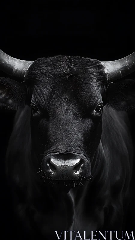 Midnight bull emerges from darkness with polished thunder