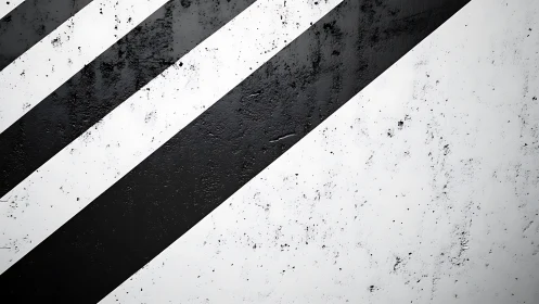 Diagonal black stripes traverse distressed white concrete plane