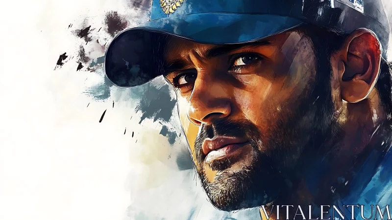 Steely gaze of a focused athlete in bold digital color.