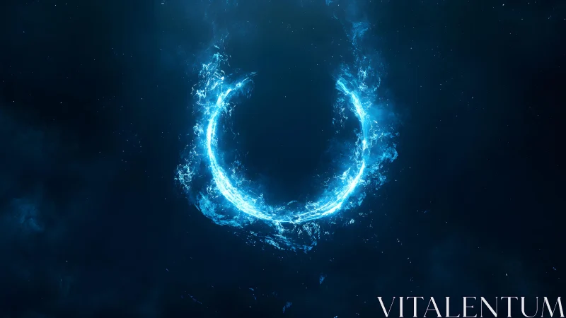 Glowing Blue Energy Ring in Cosmic Digital Art Style.