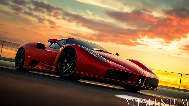 Sunset speedster gliding along a glowing open highway.