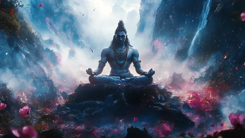 Cosmic yogi breathes galaxies between waterfalls of light