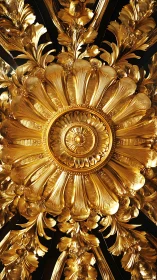 Gilded baroque ceiling rosette with radiating floral relief.