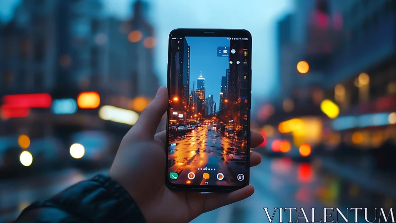 Mobile Photography: Urban Cityscape Captured Through Smartphone Display Interface