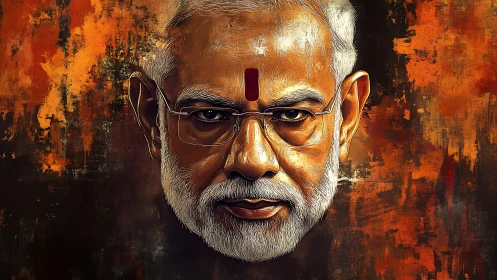 Intense frontal portrait with digitized impasto facial detailing.