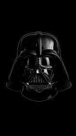 Black sci fi helmet mask centered on solid dark background.