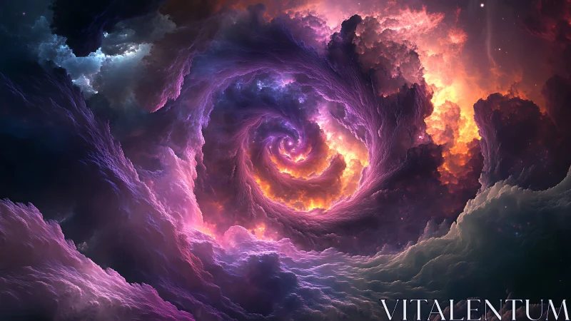 Spiral nebula vortex in luminous cosmic cloud formation.