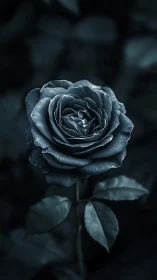 Monochromatic Rose in Shadow: Sculptural Floral Study.