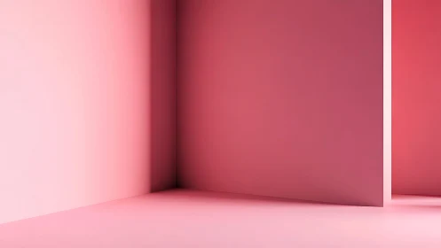 Minimalist pink architectural corner with soft gradient light.