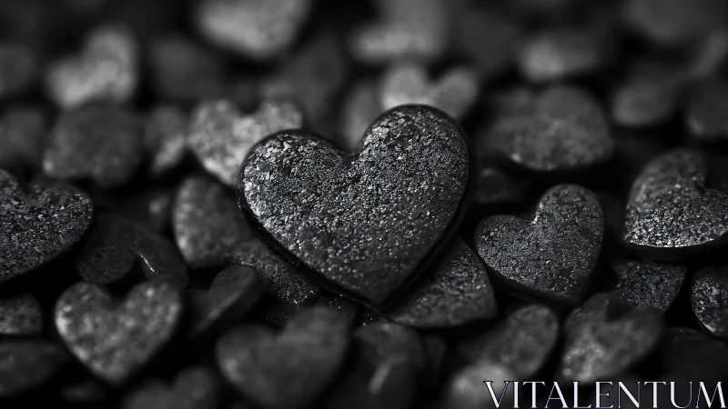 Glittering Black Hearts Macro Study.