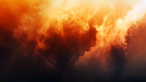 Dramatic Orange Fire and Smoke Cloud Formation.