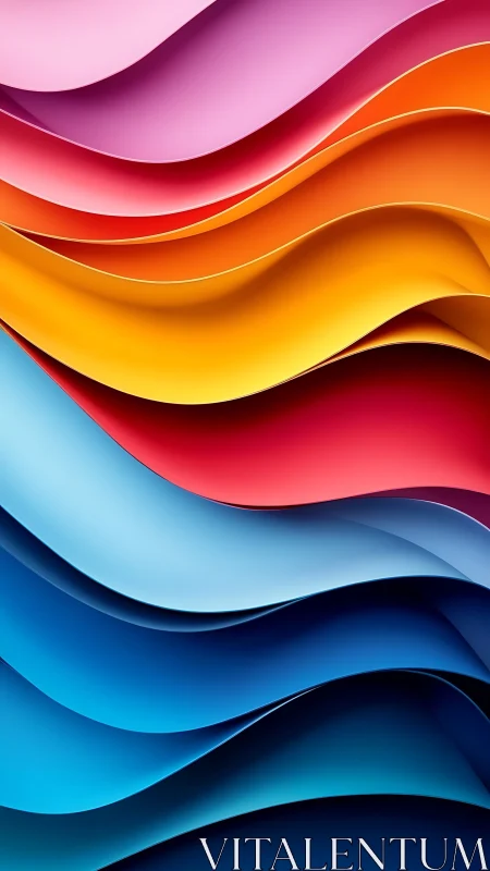 Velvet wave ribbons in sunrise-to-ocean color cascade.