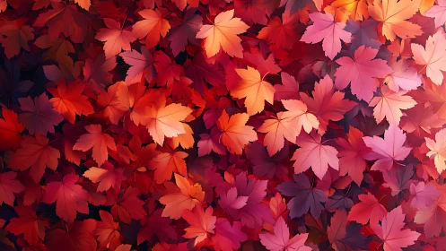 Crimson and coral maple foliage in layered digital composition.