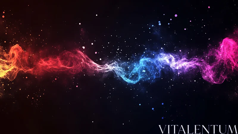 Cosmic color stream dances across a midnight digital void.