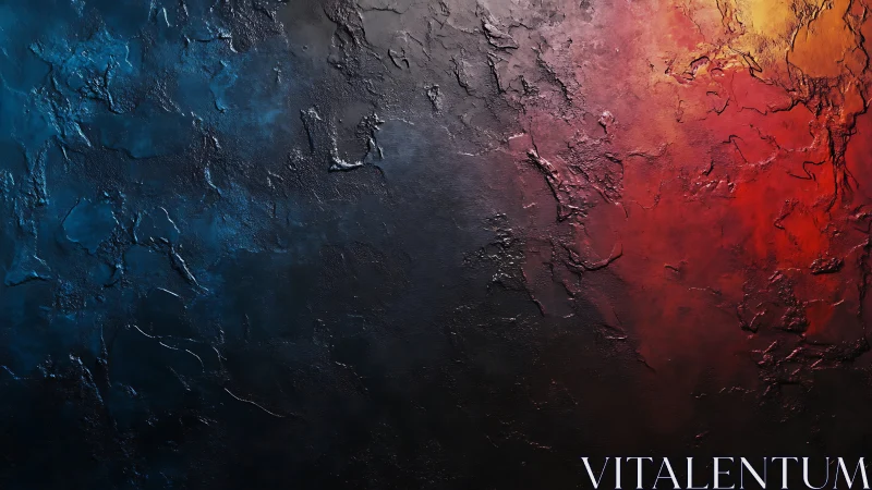 Textured abstract surface with blue to red gradient light field.