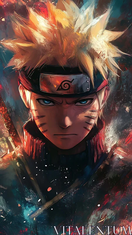 Intense anime portrait with dynamic brushwork and high-contrast lighting