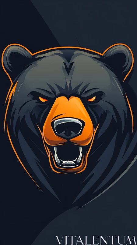 Fierce stylized bear head glows against a deep dark backdrop