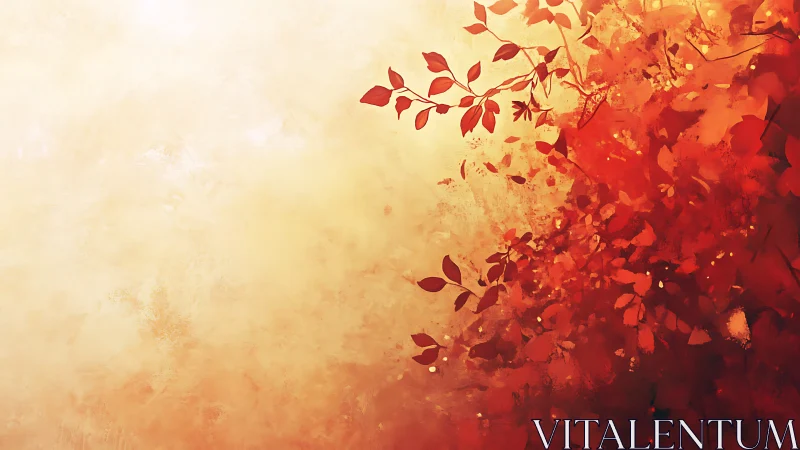 Abstract red foliage on textured warm gradient background.