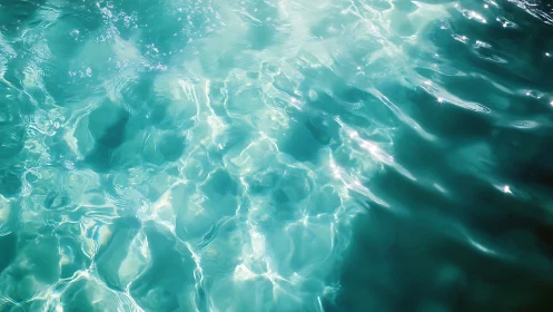 Sunlit turquoise water surface shows ripples and reflections