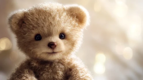 Stuffed bear toy rendered with shallow depth of field