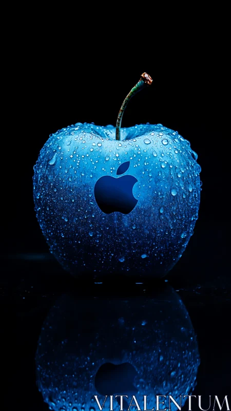 Midnight blue apple glowing with sleek tech charm.