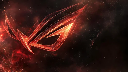 Fiery abstract emblem glows against a dark cosmic backdrop