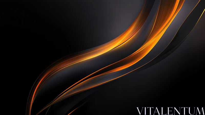 Curved luminous orange bands traverse a dark gradient field