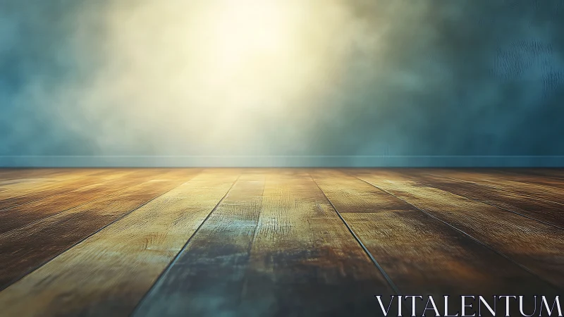 Textured wooden floor with atmospheric light gradient backdrop.