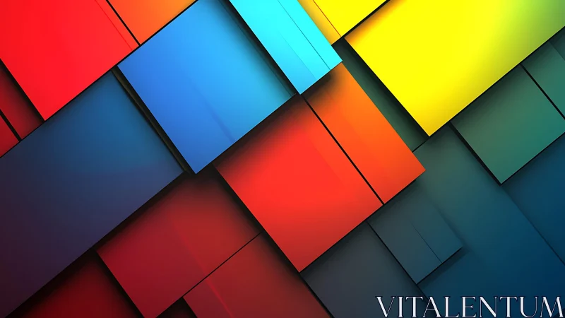 Vibrant geometric abstract art with colorful overlapping rectangles.