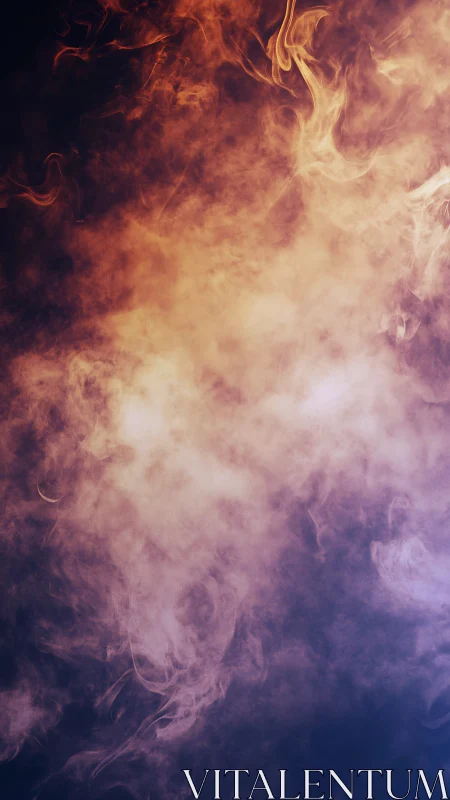Swirling orange and violet smoke cloud on dark background.