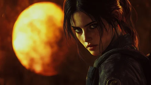 Cinematic soldier portrait against blazing out-of-focus sun