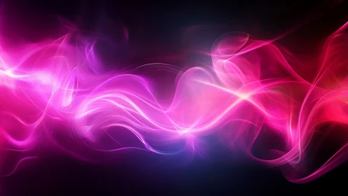 Neon magenta light waves weaving across dark void.