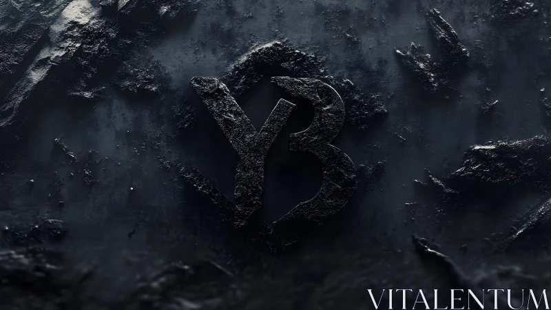 Bold YB Logo Engraved in Textured Dark Stone Background.