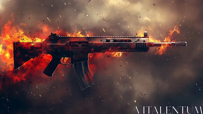 Tactical AR-15 Rifle with Pyroclastic Combustion Effects Overlay.
