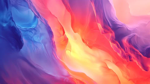 Luminous abstract canyon forms in radiant spectral gradients.