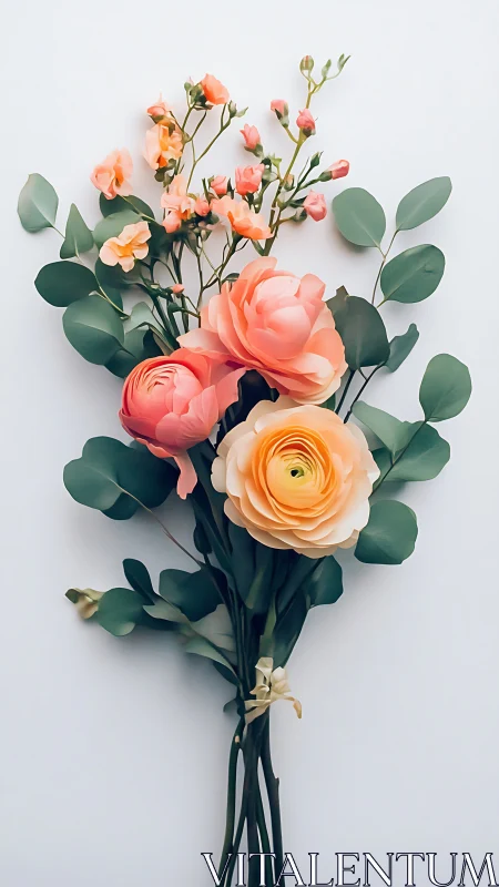 Peach Garden Blooms: A Serene Floral Arrangement.