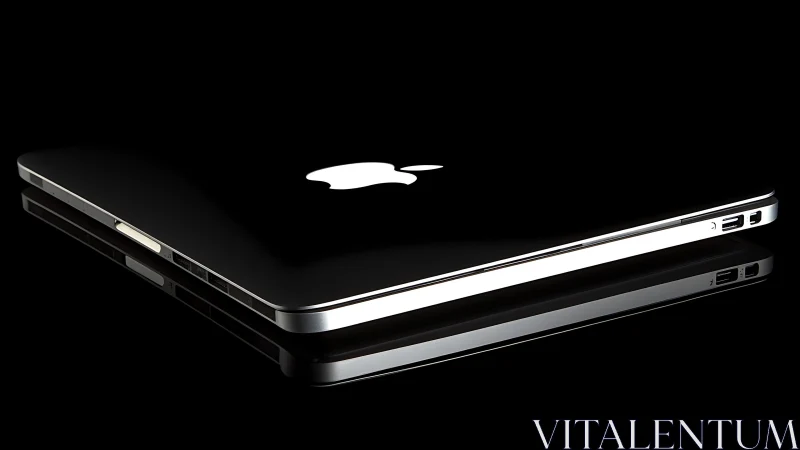 Ultraslim black laptop rendered in high-gloss photorealistic lighting
