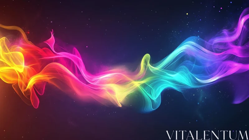 Vibrant flowing neon light wave across deep cosmic space.