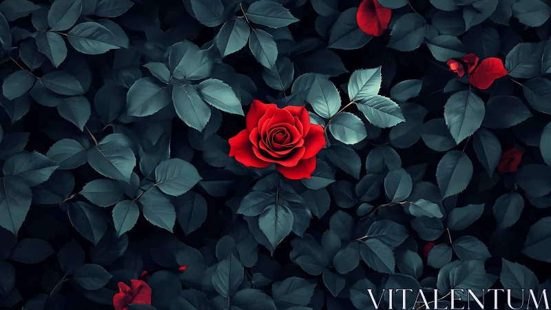 Crimson Roses Hide in Twilight Shadows.