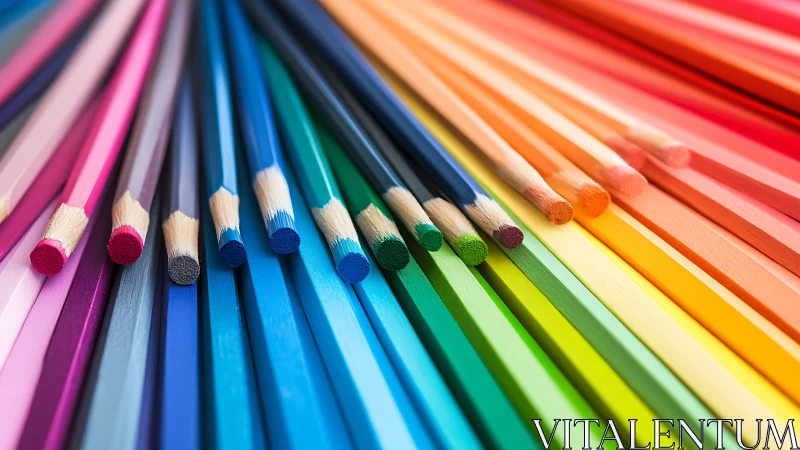 Color pencils form radial gradient across bright spectrum