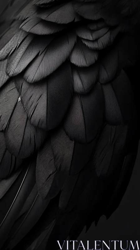 Black raven feathers overlap in elegant shadowed detail.