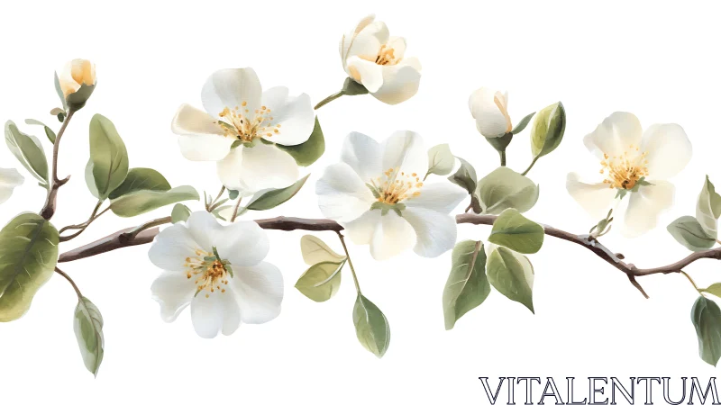 White Spring Blossoms on Branching Stems