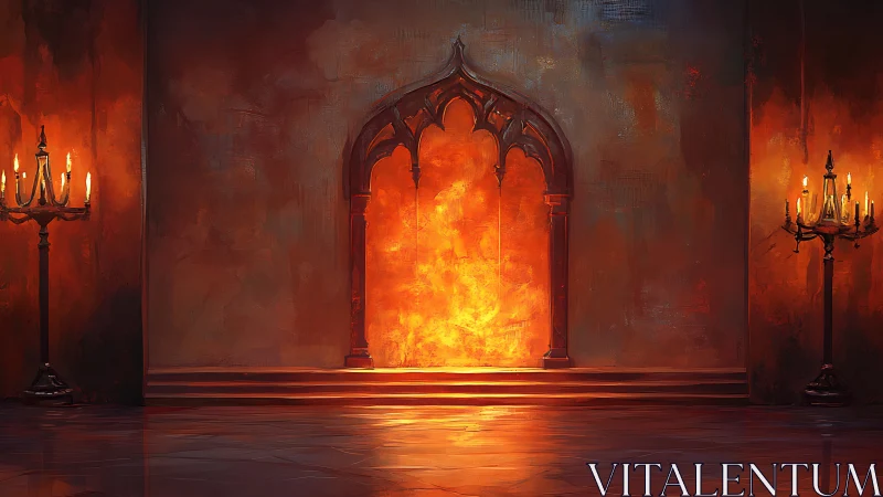 Infernal Cathedral: Devotion Meets Damnation's Glow.