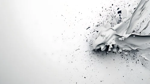 White fluid explosion forms abstract kinetic splash sculpture.