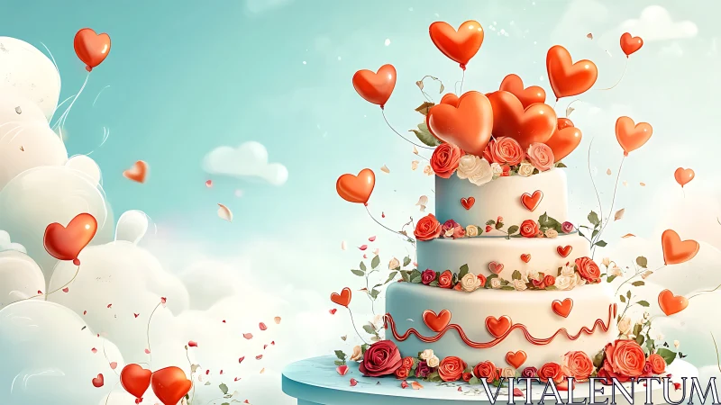 Enchanted Love Cake Under Dreamy Skies.