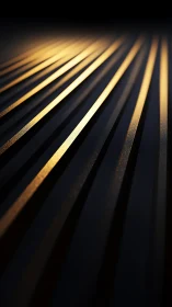 Grazing light across parallel metallic ridges defines abstract depth