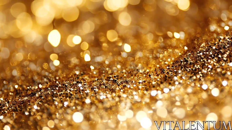Shimmering Gold Glitter Macro with Soft Bokeh Background.